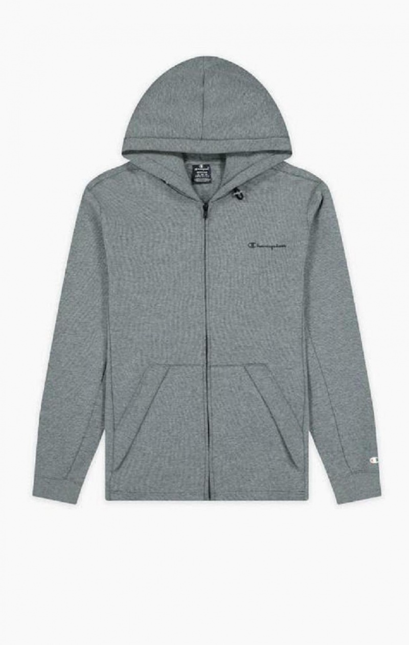 Champion Zip-Up Script Logo Hoodie Mikina s Kapucnou Panske Tmavo Siva | 7635-EUOKT