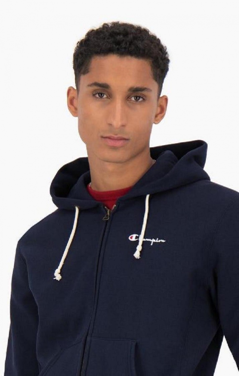 Champion Zip-Up Script Logo Hoodie Mikina s Kapucnou Panske Čierne | 2543-QOFDZ