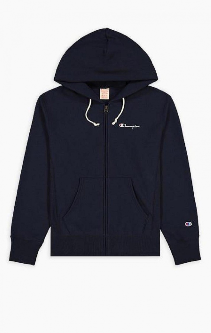 Champion Zip-Up Script Logo Hoodie Mikina s Kapucnou Panske Čierne | 2543-QOFDZ