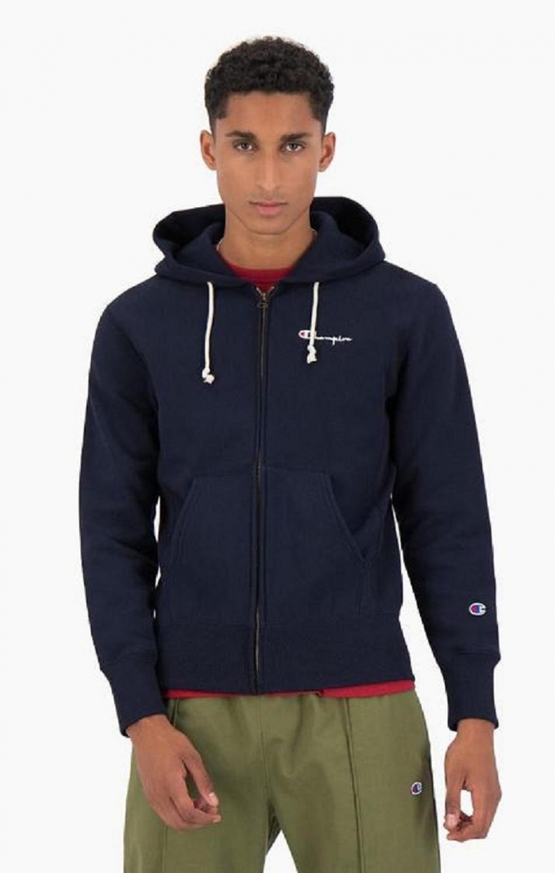 Champion Zip-Up Script Logo Hoodie Mikina s Kapucnou Panske Čierne | 2543-QOFDZ