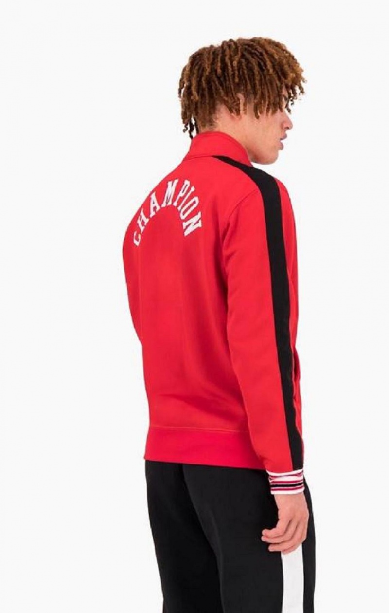 Champion Zip-Up Stripe Sleeve Basketball Sweatshirt Mikiny Panske Červené | 5360-IYAHB