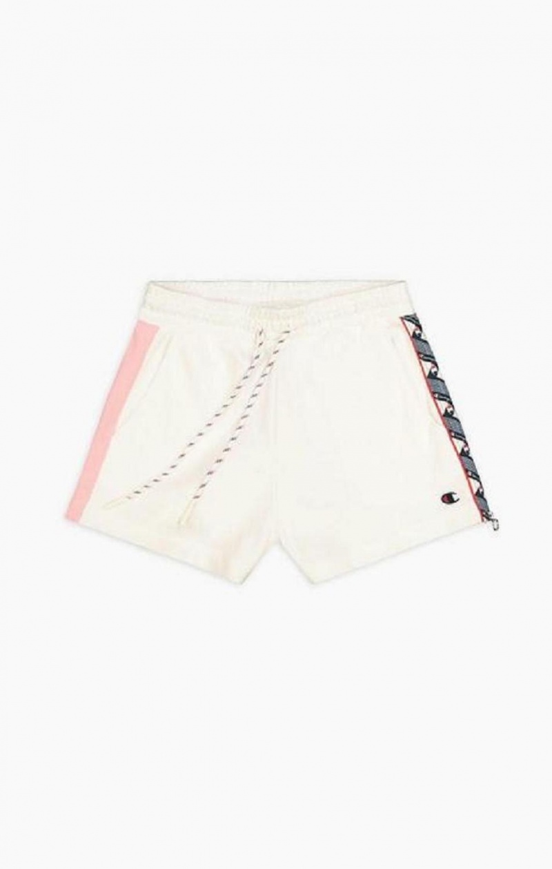 Champion Zip Detail Logo Tape Insert Shorts Kratasy Damske Biele | 5172-TRGQK