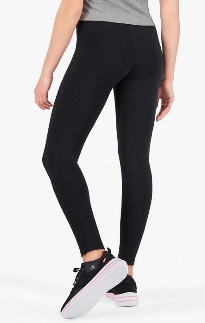 Champion Zip Detail Stretch Bavlnene Leggings Jogger Nohavice Damske Čierne | 7914-IPZKD